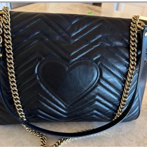 Black Quilted Leather Shoulder Bag - Picture 2 of 6